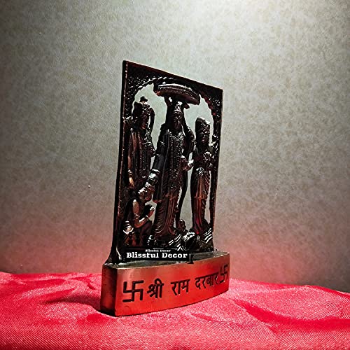 Version 1.0.0 Efinito Metal Ram Darbar Auspicious Indian Art Statues Idol for Car Dashboard Mandir Pooja Murti Temple Puja Home Decor Office Showpiece (Copper Finish) - Image 4