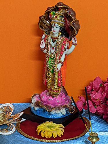 Version 1.0.0 Efinito Polyresin Lord Vishnu Murti Narayan Idol (13 x 12 x 31) cm, Multicolour, 1 Piece - Image 4