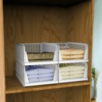 Efinito Set of 4, Stack it Up | Large Cloth Stacker | Foldable Shirt Storage Stacker for Wardrobe | Plastic Stackable Closet Organizer | White | 34L x 44W x 19H Centimeters