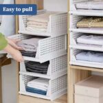 Efinito Set of 4, Stack it Up | Large Cloth Stacker | Foldable Shirt Storage Stacker for Wardrobe | Plastic Stackable Closet Organizer | White | 34L x 44W x 19H Centimeters - Image 4