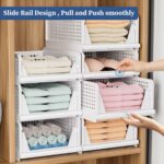 Efinito Set of 4, Stack it Up | Large Cloth Stacker | Foldable Shirt Storage Stacker for Wardrobe | Plastic Stackable Closet Organizer | White | 34L x 44W x 19H Centimeters - Image 3