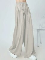 GRECIILOOKS Textured Trousers for Women | Women Loose Fit Trousers | Women's High-Waisted Pant | Women Trousers Pants | Korean Trousers for Women - Image 3