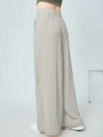 GRECIILOOKS Textured Trousers for Women | Women Loose Fit Trousers | Women's High-Waisted Pant | Women Trousers Pants | Korean Trousers for Women - Image 2