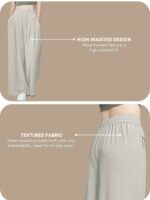 GRECIILOOKS Textured Trousers for Women | Women Loose Fit Trousers | Women's High-Waisted Pant | Women Trousers Pants | Korean Trousers for Women - Image 4