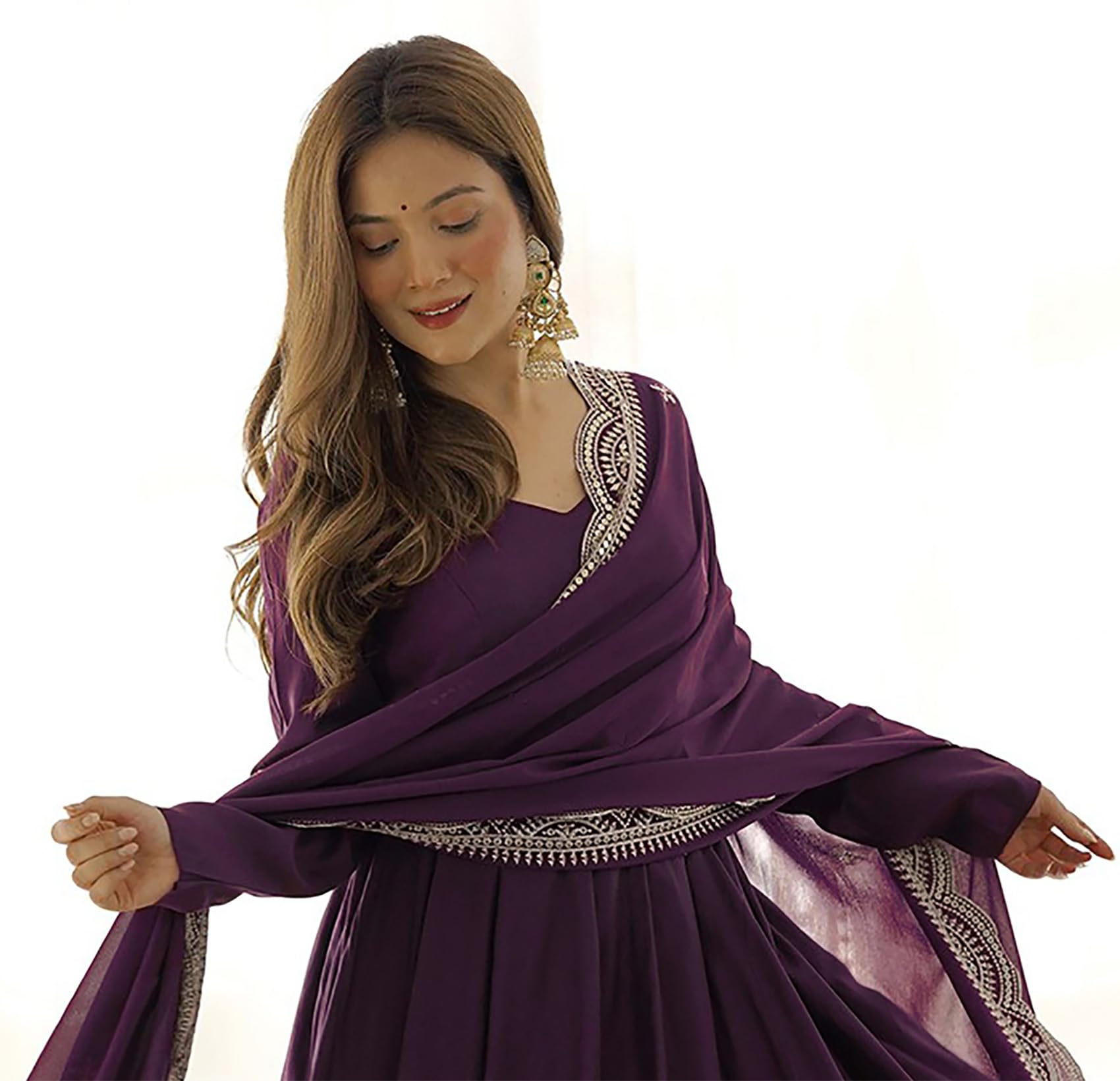 Version 1.0.0 KEDARFAB Women's Georgette Anarkali Designer Gown with Dupatta Set - Image 5