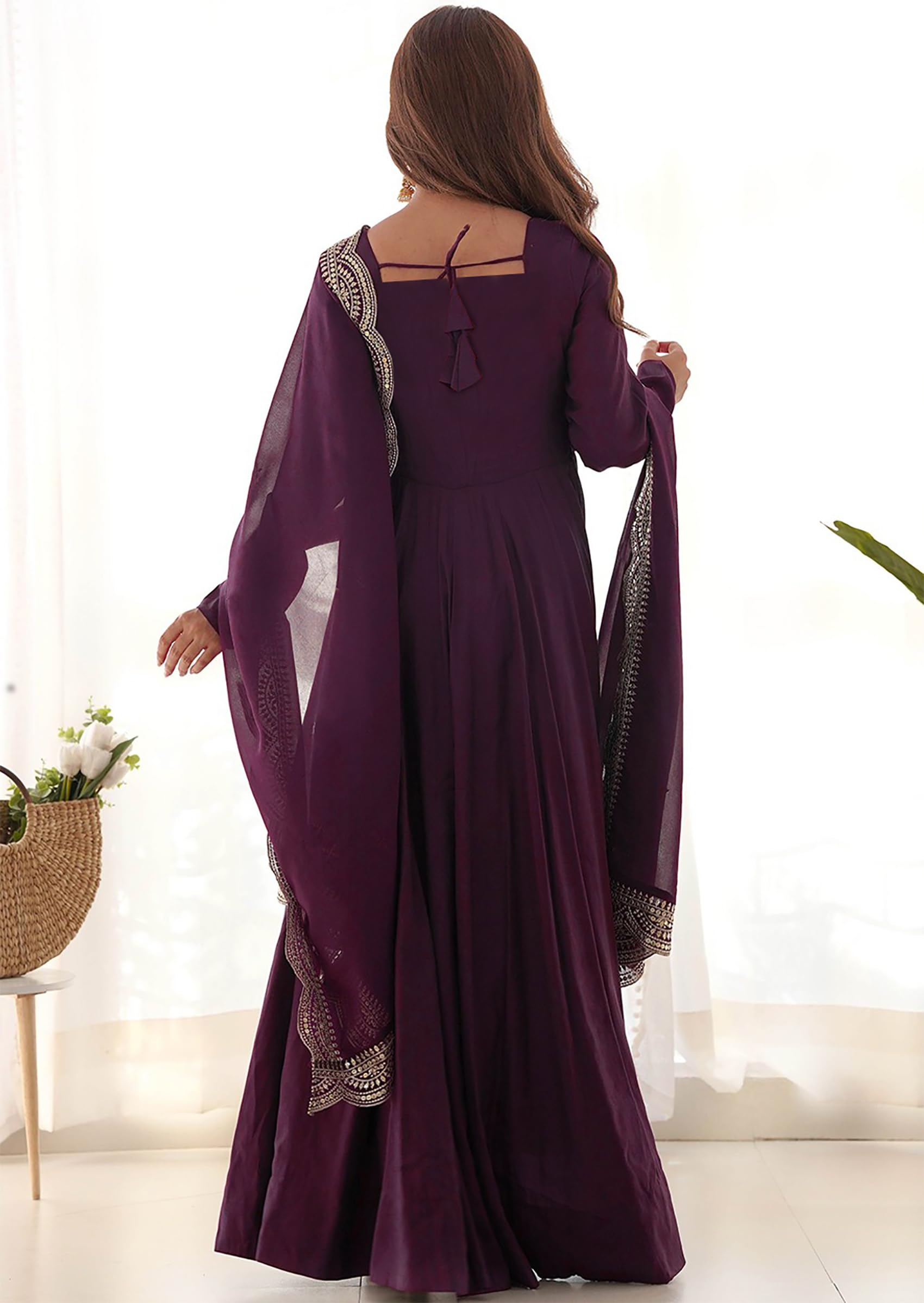 Version 1.0.0 KEDARFAB Women's Georgette Anarkali Designer Gown with Dupatta Set - Image 3