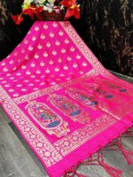 DEVANGI Women's Woven Banarasi Silk Zari Dupatta/Chunni, Width 1 Meter, Length 2.5 Meter - Image 2