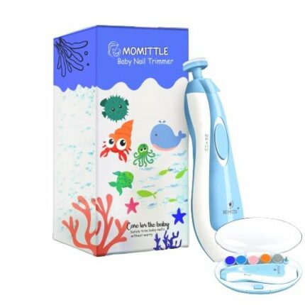 MOMITTLE Baby Nail Trimmer New Born With Lights | Electric Baby Nail Cutter 0-6 Months With Multiple Filer Heads Adjustment | New Born Baby Products, Pack Of 1