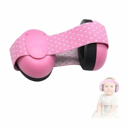 Tonity Noise Cancellation Ear Muffs for Kids Use Noise-cancelling Ear Muffs for Baby Toddler Ear Muffs for Noise Reduction Baby Ear Muffs for 0-3 Years Old On Flight Sleep Travel (Pink)