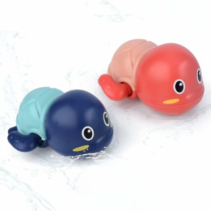 Storio Cute Swimming Baby Water Turtle Bath Toys for Toddlers | Set of 2 | Turtle Toy | 1-3, Floating Wind Up Toys for 1 2 3 4 5 Year Old Boy Girl, New Born Baby Bathtub Water Toys - 2pcs