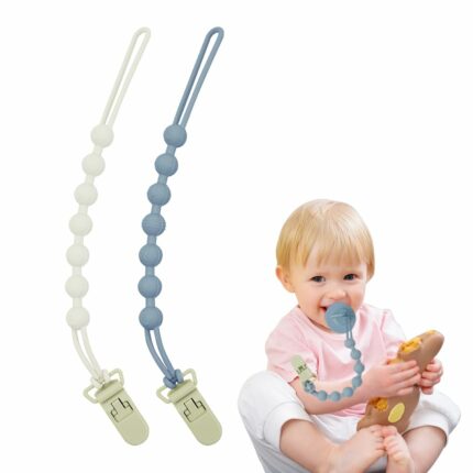 SNOWIE SOFT? 2pcs Anti Lost Pacifier Chain Strap Pacifier Clip for Toddlers Silicone Pacifier Clip Silicone Soother Toy Silicone Baby Pacifier Clip Teething Relief Teether Toy Pacifier