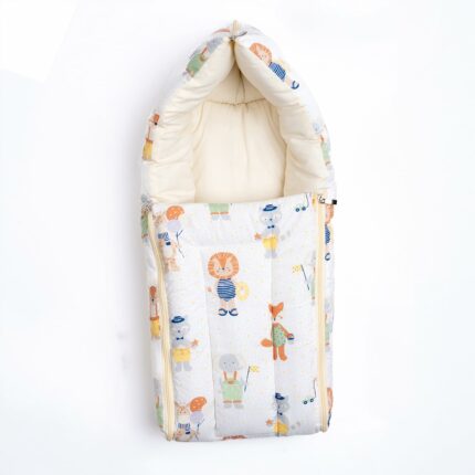 haus & kinder 3 in 1 Baby Sleeping Bag & Carry Nest | Cotton Bedding Set for Infants & New Born Baby | Portable/Travel & Skin Friendly | 0-6 Months (Jungle Party)