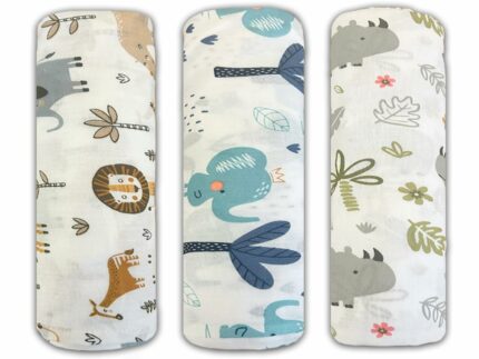 Trance Home Linen Super Ultra Soft 100% Cotton Malmal Baby Swaddle Cloth|Soft Pure Cotton Sheets Baby Wrap Set For New Born Babies|New Born Swaddles(100X100 Cm,Baby Pug,Pack Of 3),Multicolor,200 TC