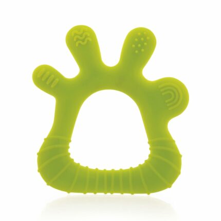 BeeBaby Finger Shape Soft Silicone Teether for 6 to 12 Months with Storage Case, BPA Free Teething Toy for Babies with Textured Surface for Soothing Gums. 100% Food Grade (Finger - Green)