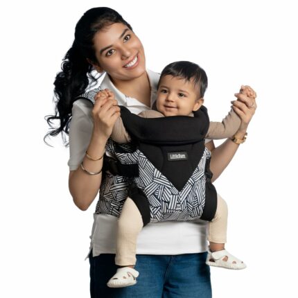 LITTLEBUM Monochrome Shoulder Baby Carrier | Ergonomic, Adjustable & Durable, Lightweight, Breathable, Adjustable And Perfect Ideal For Outdoor Use, With Added Pockets For Convenience, Toddler