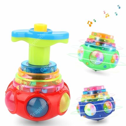 GRAPHENE Spinning Top Magic Toy Flashing Plastic Magic Spinner Top Toy with LED Lights Music Attractive Toy Non-Toxic Safe Spinning Top Laser Toys for Kids Multicolor Pack of 1 (Multicolour)