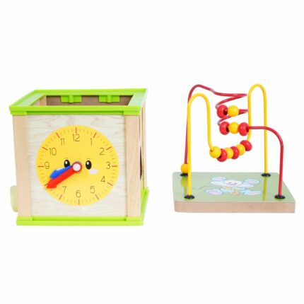 Wooden Activity Centre Play Cube Learning House (5-in-1) Bead Maze Smiling Clock Shape Sorting Early Kids 1-4 Years,Multicolor Multipurpose Toddler Activity Toys for Kids Shape Recognition Toys (3)
