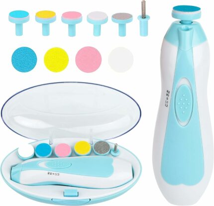 PHvilla Baby Nail Trimmer Electric|Safe Baby Nail File|Baby Nail Clippers with Light and 6 Grinding Pads for Newborn Infant Toddler or Adults Toes and Fingernails|Kids Nail Care|Polish and Trim (MultiColour)