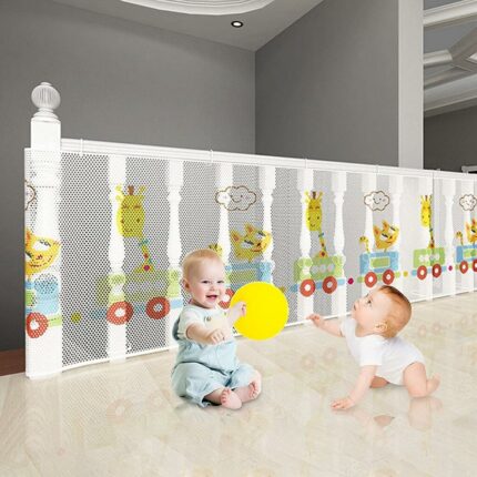 SNOWIE SOFT? 19.6 * 2.59ft Baby Safety Net Guards Stairway Rail Net Thicken Polyester High Stairway Baby Guards with 75 Nylon Zip Ties Ropes Baby Safety Net for Stairway, Patios, Balcony