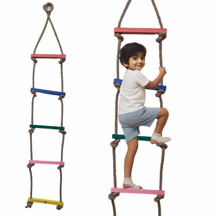 Skillofun 5 Step Rope Ladder For Kids | 3 Years Kids Activity Toys | Wall Climbing For Kids | Outdoor Toys For Kids | Climbing Rope Ladder | Play School Equipments For Kids | Rope Ladder For Home