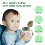 LuvLap Baby Bite Resistant Soft Silicone Straw Sipper Cup with Handle, with Weighted Straw, Sippy Cup with Anti Spill Lock, BPA Free, 6m+, 300 ml, Green - Image 4
