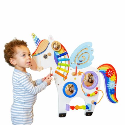LUXURY ARTS - Unicorn Montessori Activity Wall Panel Toy | Wooden Sensory Playboard for Kids & Toddlers | Bead Maze, Gears, Xylophone | Wall D?cor for Playroom & Preschool (1-6 Years)