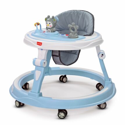 LuvLap 360? Joy Baby Walker for 9+ Months | 3 Level Height Adjustment Walker with Switchable Food & Musical Toy Tray/Advanced Baby Activity Walker, Blue