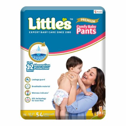 Little's Baby Diapers XL Size (Extra Large) Pants Style | 12-17 kg | 54 Count - Pack of 1 | Super Jumbo Baby Diaper with Leakage Guard, Wetness Indicator & 12 Hours Absorption