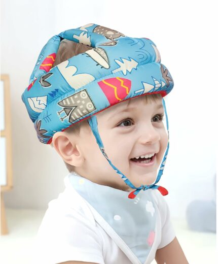 TULOO Baby Infant Toddler Helmet No Bump Safety Head Cushion Bumper Bonnet Adjustable Protective Multi Printed Cap Child Safety Headguard for Running Walking Crawling Safety Helmet for Kids (Blue)