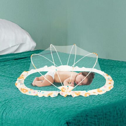 Safemyles Foldable Baby Mosquito Net, Bottomless Net for Baby, for Safe & Easy Use | Ensures Your Baby's Safe Sleep - (L-90 x W-50 x H-50 cm) - Color Pattern