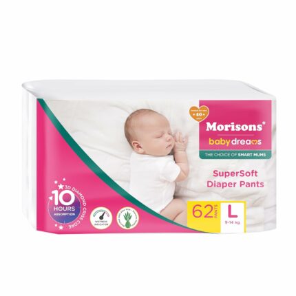 Morisons* babydreams THE CHOICE of SMART MUMS Baby Supersoft Diaper Pants Large - L (62 Pieces)