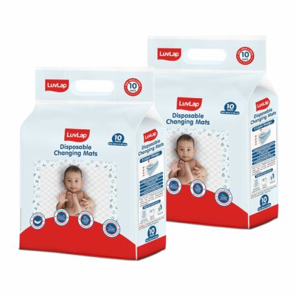 LuvLap Disposable Baby Underpad Cum Changing Mats, 20 Count 60x60 CM Waterproof Pads for Baby, Breathable Underpads act as 100% Water Proof Bed Protector, Non Slip Backsheet, Hypoallergenic