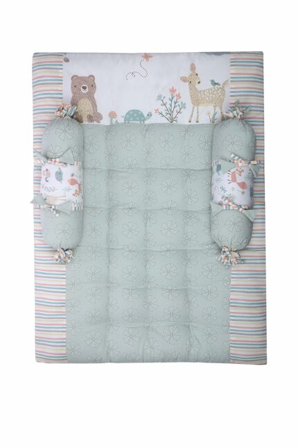 abracadabra Cotton Bedding Set (3 Pieces, 88 cm X 60 cm, Bambi & Friends, Sage Green)