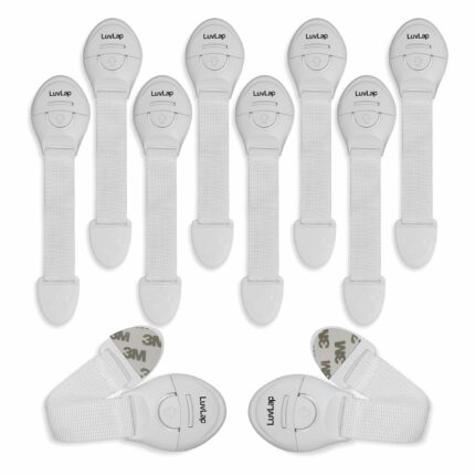 LuvLap Baby Safety Furniture Locks, Pack of 10 ; Adjustable and Flexible with 3M Adhesive